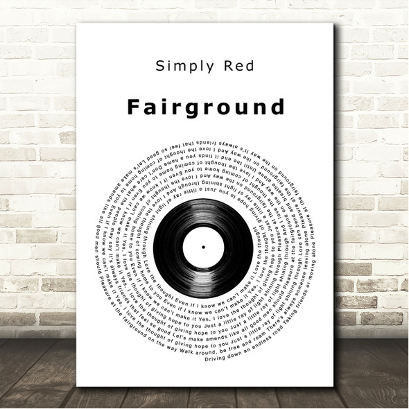 Simply Red Fairground Vinyl Record Song Lyric Wall Art Canvas Framed Print