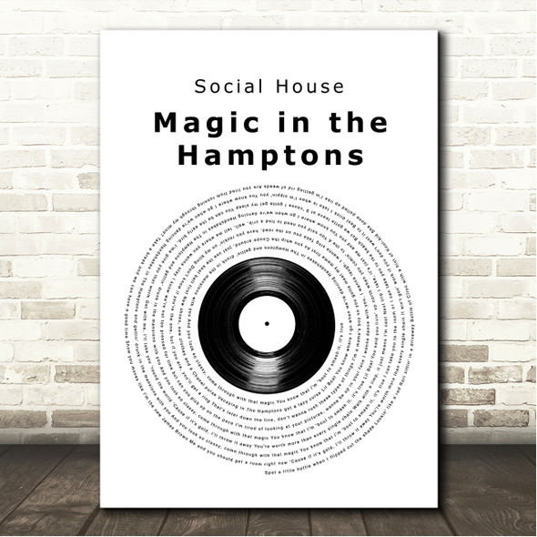Social House Magic in the Hamptons Vinyl Record Song Lyric Wall Art Canvas Framed Print