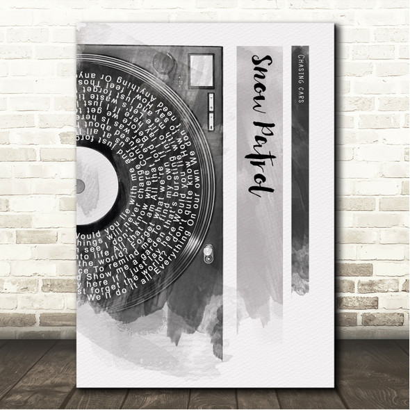 Snow Patrol Chasing Cars Vinyl Record Half Lyrics Black Grey Song Lyric Wall Art Canvas Framed Print