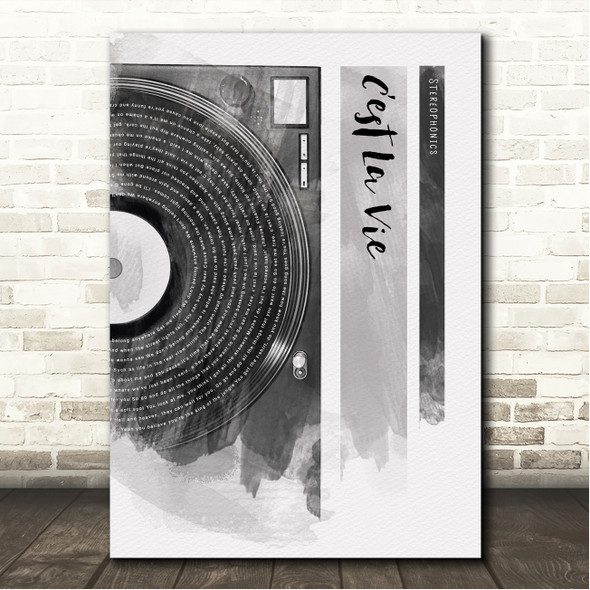Stereophonics C'est La Vie Vinyl Record Half Lyrics Black Grey Song Lyric Wall Art Canvas Framed Print