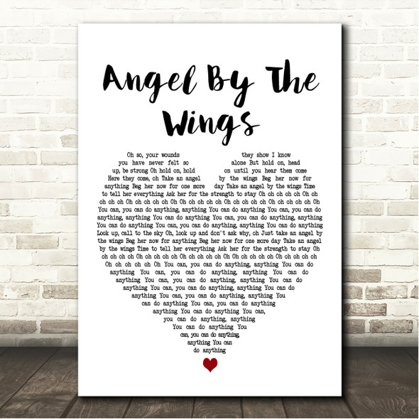 Sia Angel By The Wings White Heart Song Lyric Wall Art Canvas Framed Print