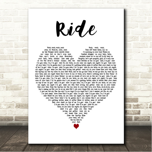 SoMo Ride White Heart Song Lyric Wall Art Canvas Framed Print