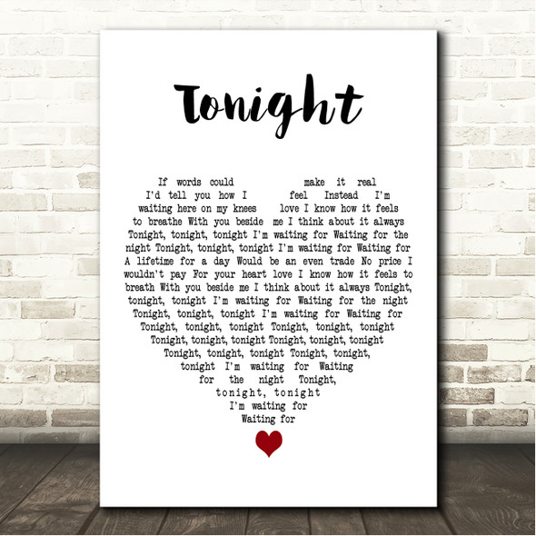 Sugarland Tonight White Heart Song Lyric Wall Art Canvas Framed Print