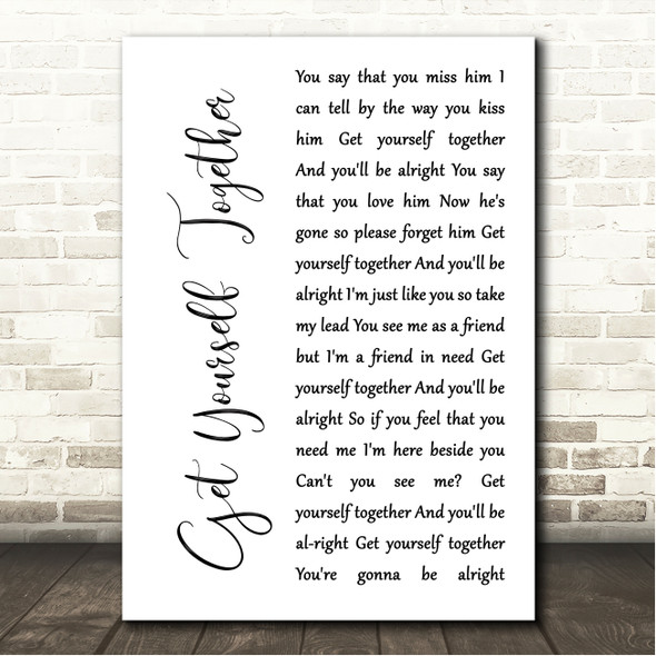 Small Faces Get Yourself Together White Script Song Lyric Wall Art Canvas Framed Print