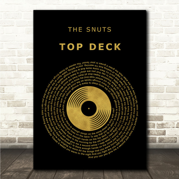 The Snuts Top Deck Black & Gold Vinyl Record Song Lyric Wall Art Canvas Framed Print