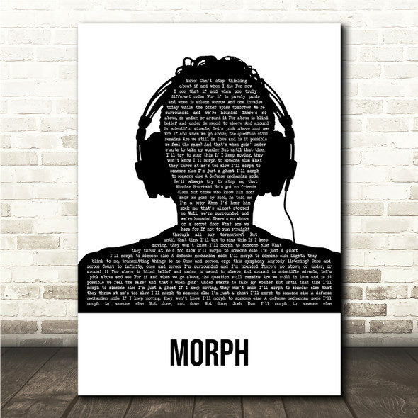 twenty one pilots Morph Black & White Man Headphones Song Lyric Wall Art Canvas Framed Print