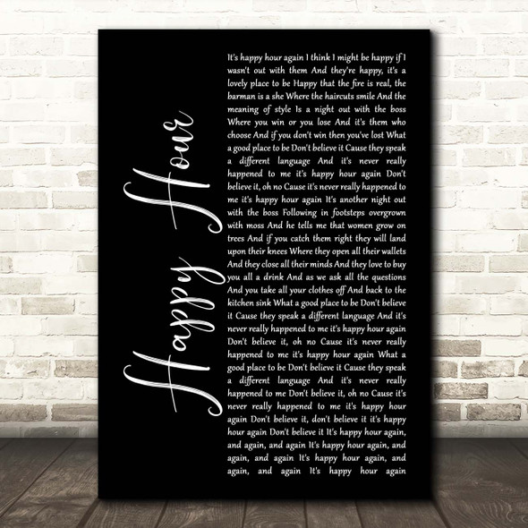 The Housemartins Happy Hour Black Script Song Lyric Print