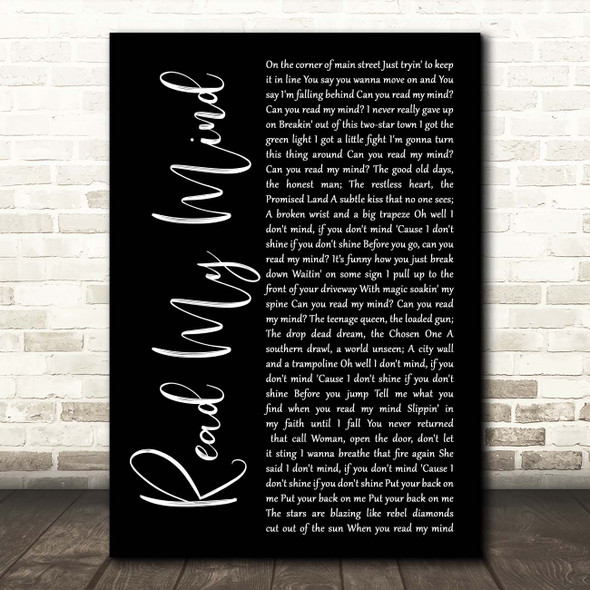 The Killers Read My Mind Black Script Song Lyric Print