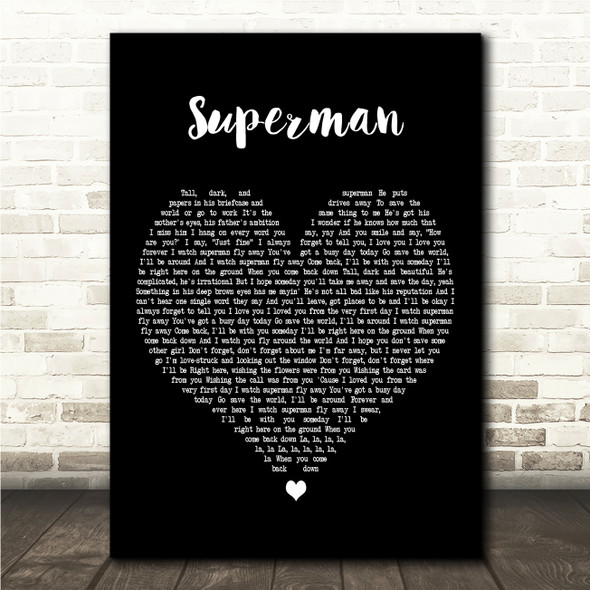 Taylor Swift Superman Black Heart Song Lyric Wall Art Canvas Framed Print