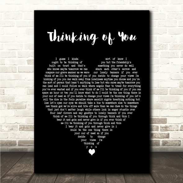 The Colourfield Thinking of You Black Heart Song Lyric Wall Art Canvas Framed Print