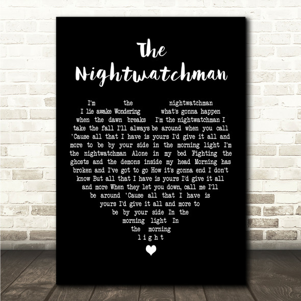 The Duckworth Lewis Method The Nightwatchman Black Heart Song Lyric Wall Art Canvas Framed Print