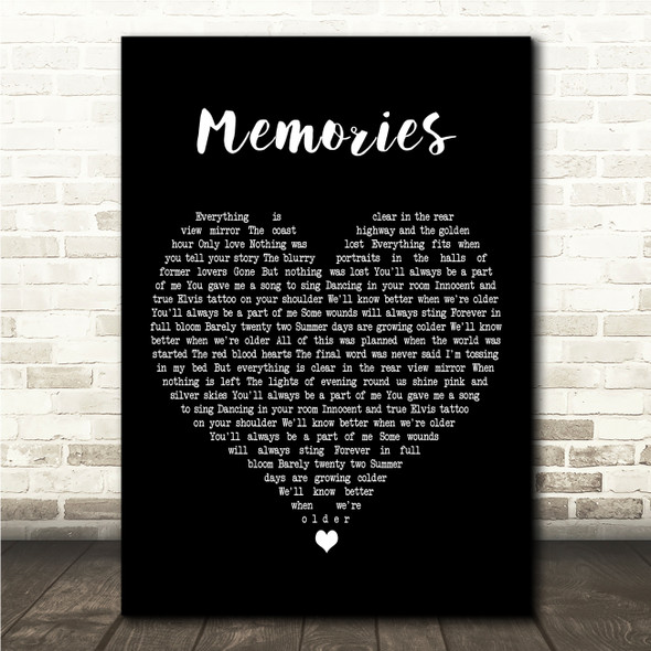 The Midnight Memories Black Heart Song Lyric Wall Art Canvas Framed Print