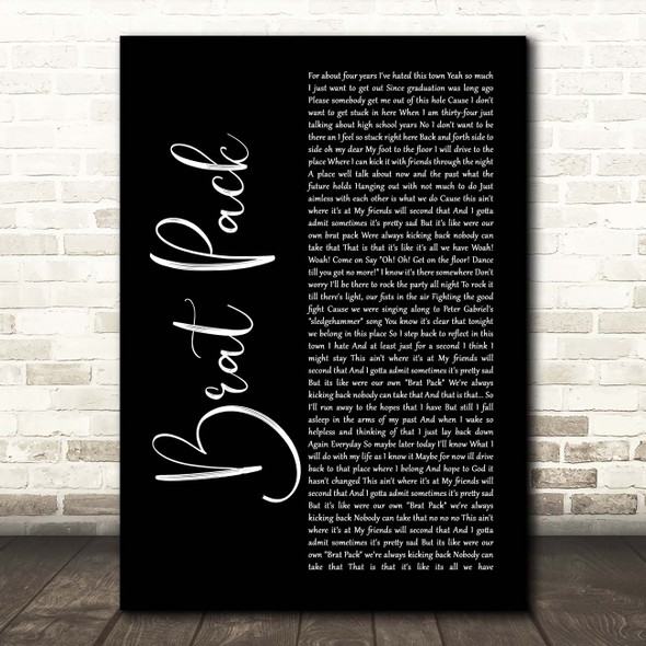The Rocket Summer Brat Pack Black Script Song Lyric Print