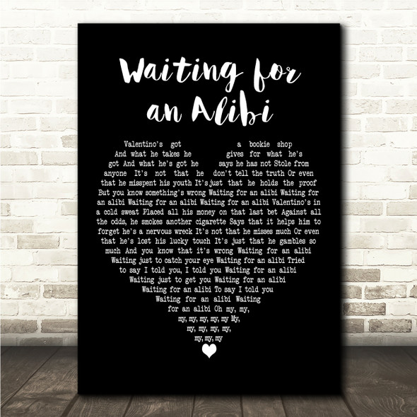 Thin Lizzy Waiting for an Alibi Black Heart Song Lyric Wall Art Canvas Framed Print