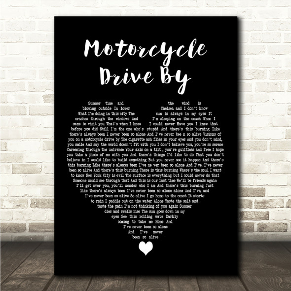 Third Eye Blind Motorcycle Drive By Black Heart Song Lyric Wall Art Canvas Framed Print
