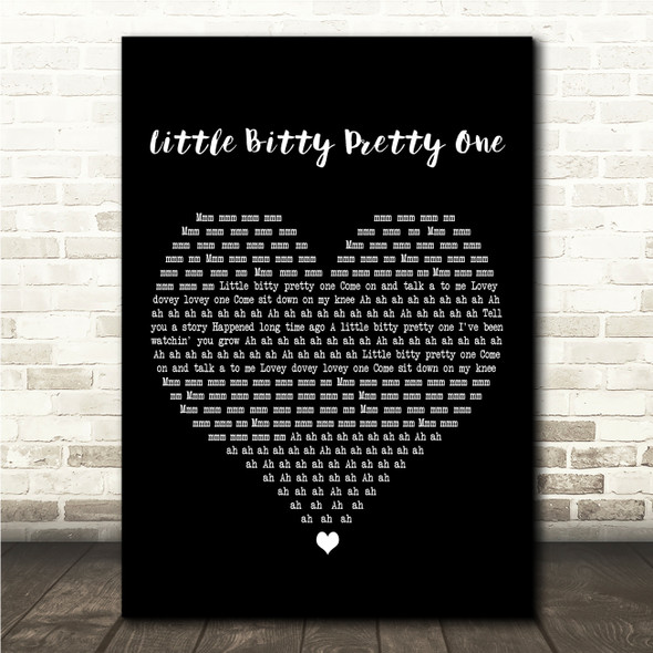 Thurston Harris Little Bitty Pretty One Black Heart Song Lyric Wall Art Canvas Framed Print