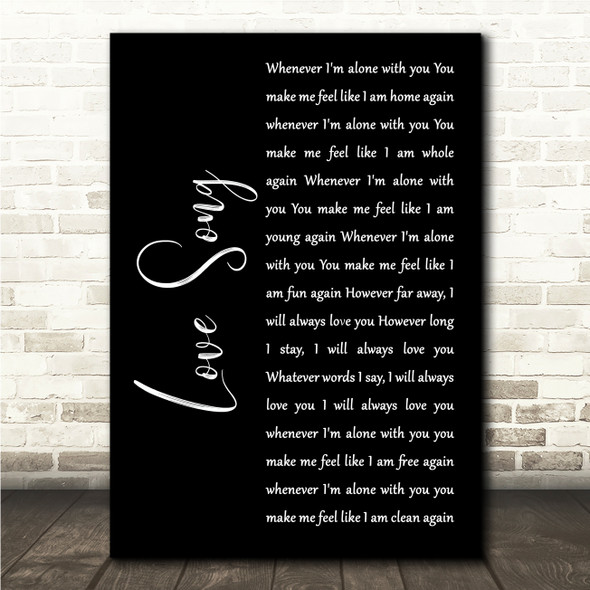 The Cure Love Song Black Script Song Lyric Wall Art Canvas Framed Print
