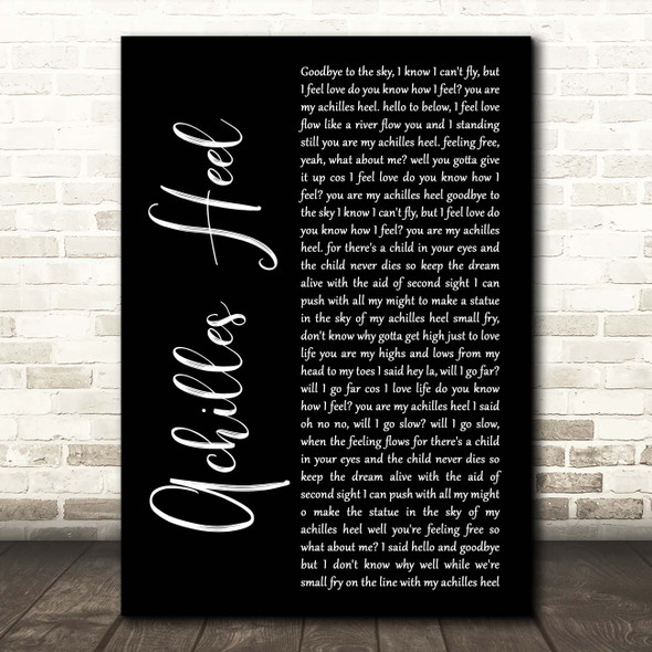 Toploader Achilles Heel Black Script Song Lyric Print