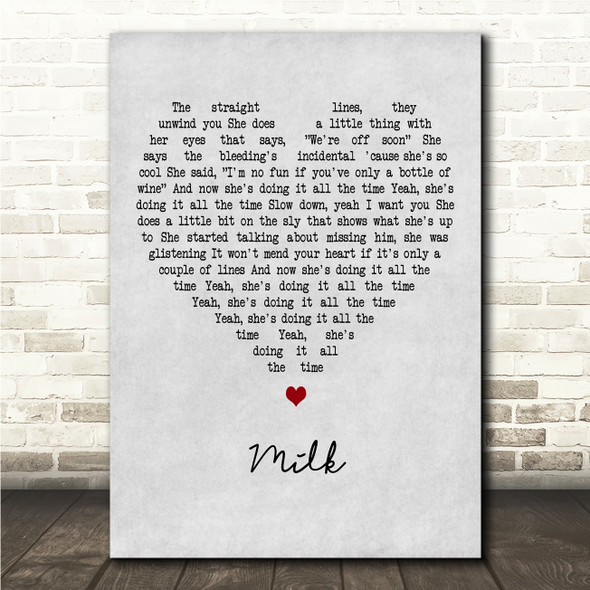 The 1975 Milk Grey Heart Song Lyric Wall Art Canvas Framed Print