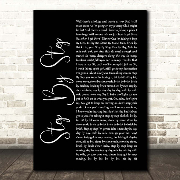 Whitney Houston Step By Step Black Script Song Lyric Print