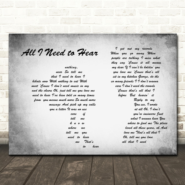 The 1975 All I Need to Hear Man Lady Couple Grey Song Lyric Wall Art Canvas Framed Print