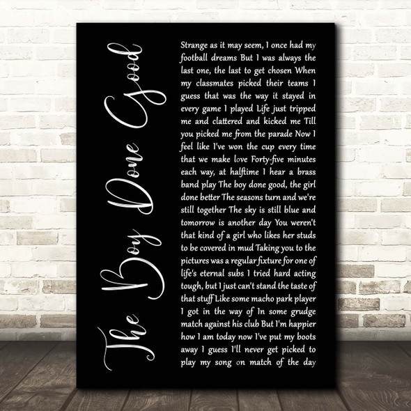 Billy Bragg The Boy Done Good Black Script Song Lyric Print