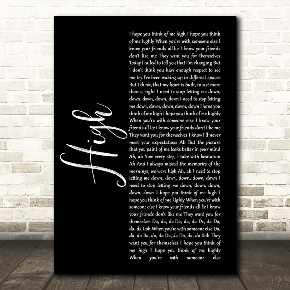 5 Seconds Of Summer High Black Script Song Lyric Print