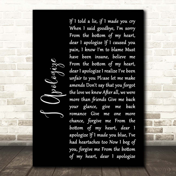 Billy Eckstine I Apologize Black Script Song Lyric Print