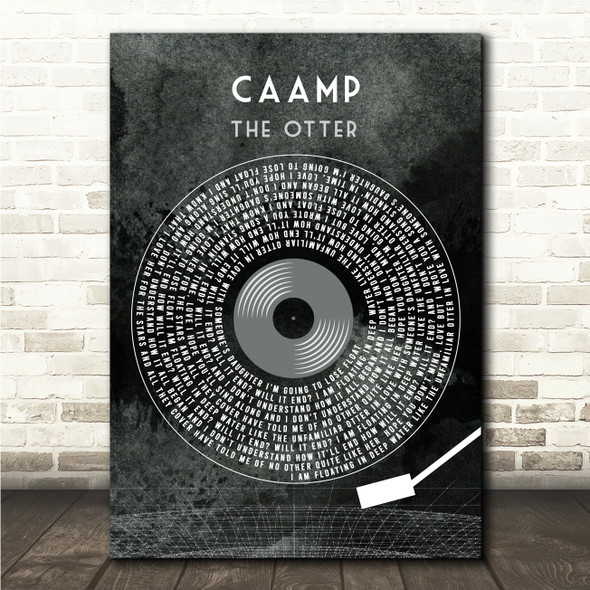 The Otter Caamp Grunge Grey Vinyl Record Song Lyric Wall Art Canvas Framed Print