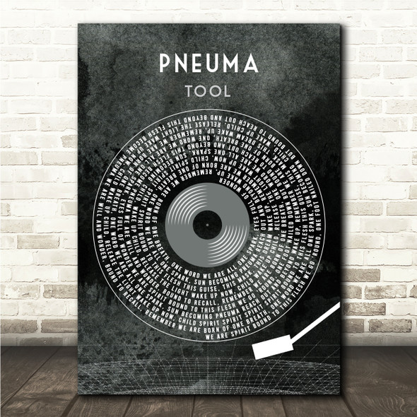 Tool Pneuma Grunge Grey Vinyl Record Song Lyric Wall Art Canvas Framed Print