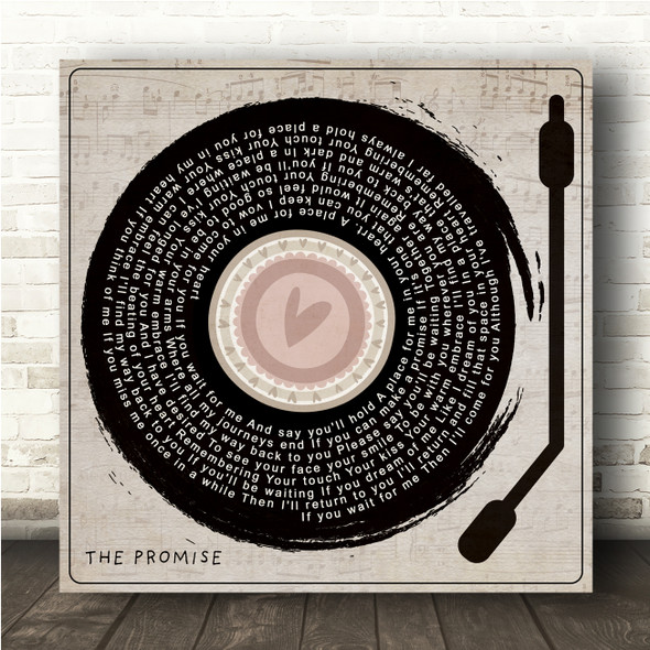 Tracy Chapman The Promise Heart Vinyl Record & Needle Square Song Lyric Wall Art Canvas Framed Print