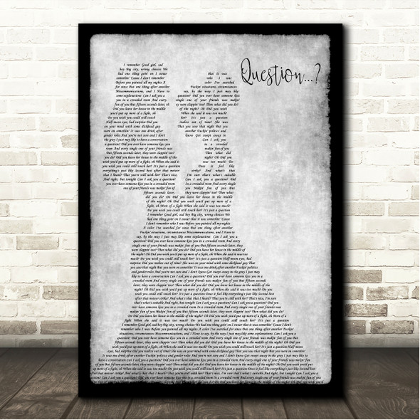 Taylor Swift Question... Lesbian Couple Two Ladies Dancing Grey Song Lyric Wall Art Canvas Framed Print