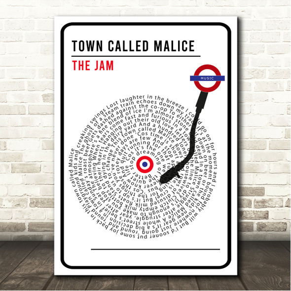 The Jam Town Called Malice London Sign Style Vinyl Song Lyric Wall Art Canvas Framed Print