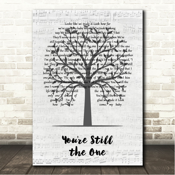Teddy Swims You're Still the One Music Script Tree Song Lyric Wall Art Canvas Framed Print