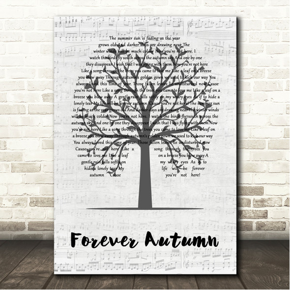 The Moody Blues Forever Autumn Music Script Tree Song Lyric Wall Art Canvas Framed Print