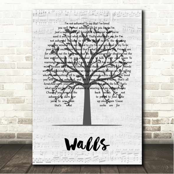 Tony Rice Walls Music Script Tree Song Lyric Wall Art Canvas Framed Print