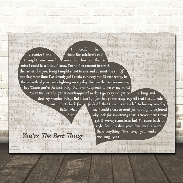 The Style Council You're The Best Thing Landscape Music Script Two Hearts Song Lyric Wall Art Canvas Framed Print
