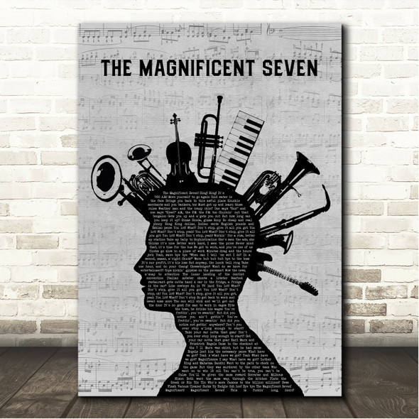 The Clash The Magnificent Seven Musical Instrument Mohawk Song Lyric Wall Art Canvas Framed Print