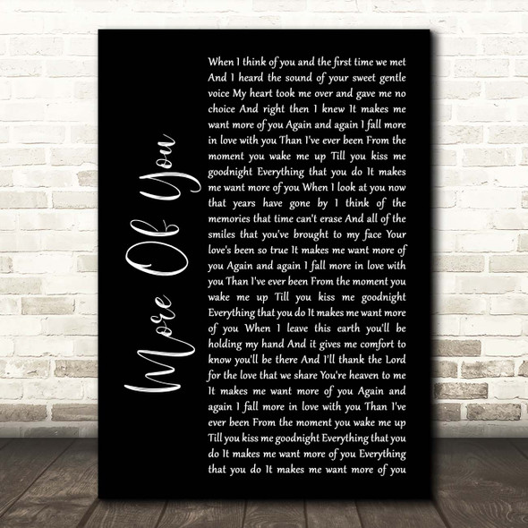 Chris Stapleton More Of You Black Script Song Lyric Print