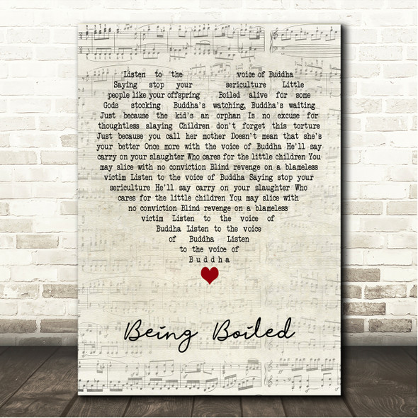 The Human League Being Boiled Script Heart Song Lyric Wall Art Canvas Framed Print
