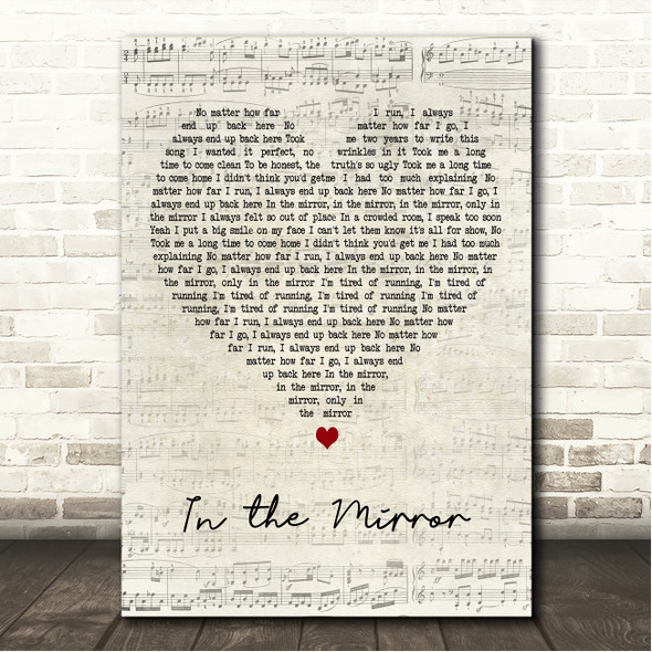 The Interrupters In the Mirror Script Heart Song Lyric Wall Art Canvas Framed Print