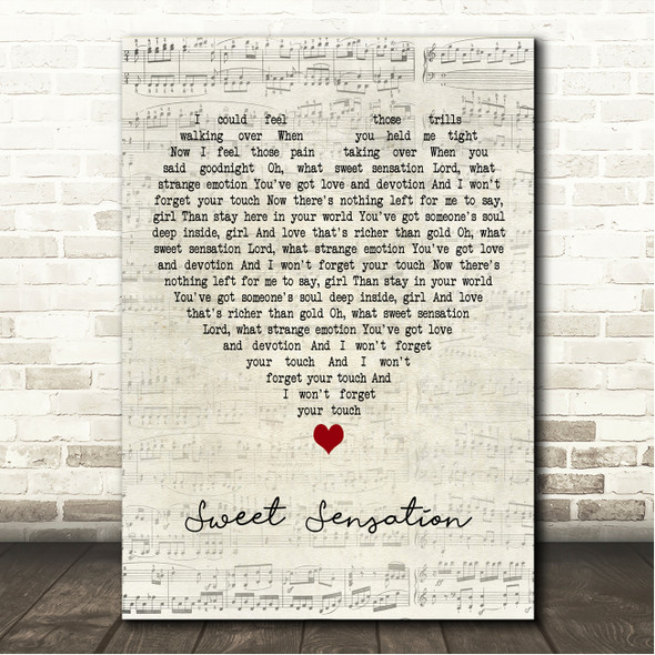 The Melodians Sweet Sensation Script Heart Song Lyric Wall Art Canvas Framed Print