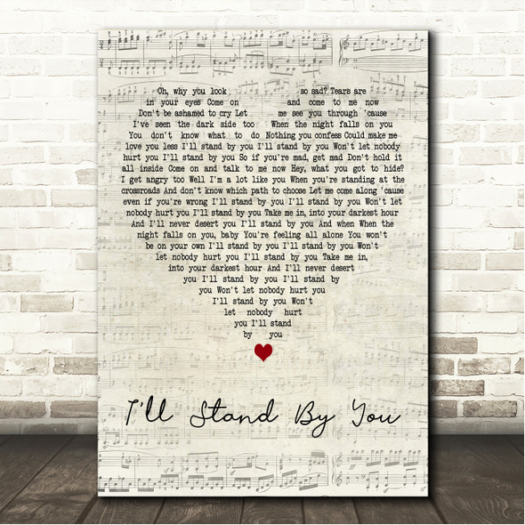 The Pretenders I'll Stand By You Script Heart Song Lyric Wall Art Canvas Framed Print