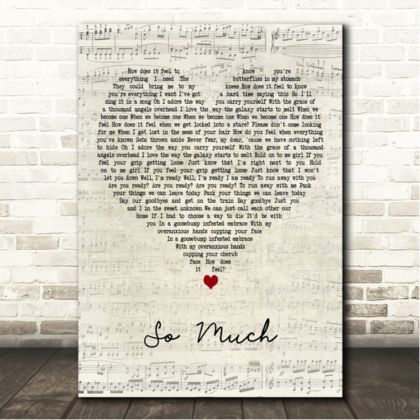 The Spill Canvas So Much Script Heart Song Lyric Wall Art Canvas Framed Print