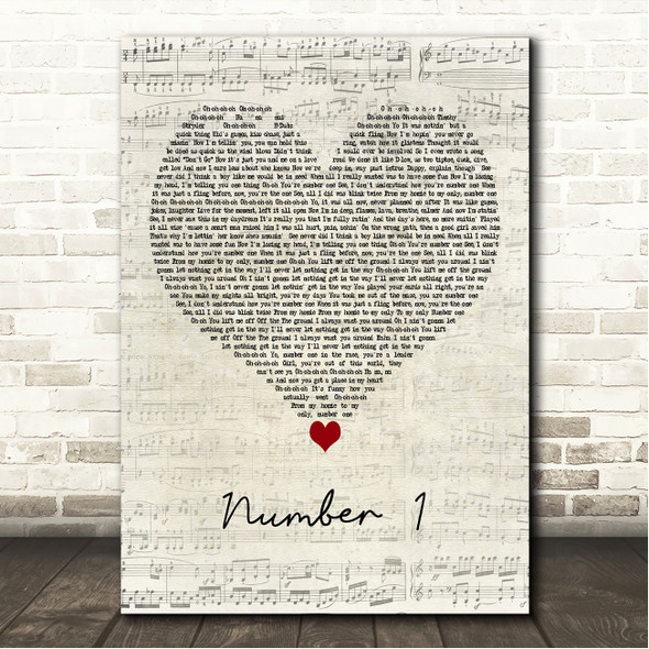 Tinchy Stryder Number 1 Script Heart Song Lyric Wall Art Canvas Framed Print