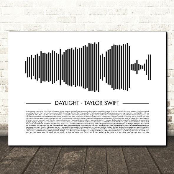 Taylor Swift Daylight Sound Wave Minimal Song Lyric Wall Art Canvas Framed Print