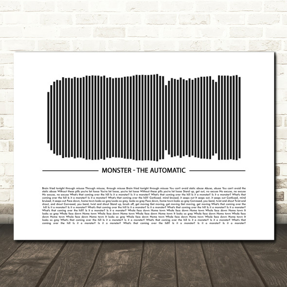 The Automatic Monster Sound Wave Minimal Song Lyric Wall Art Canvas Framed Print
