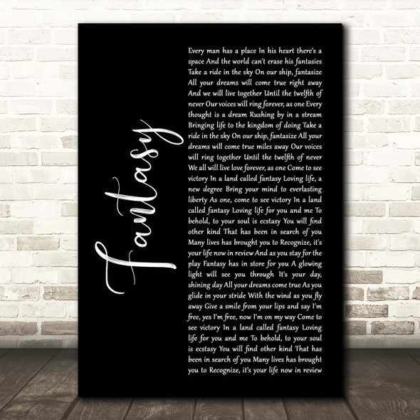 Earth, Wind And Fire Fantasy Black Script Song Lyric Print