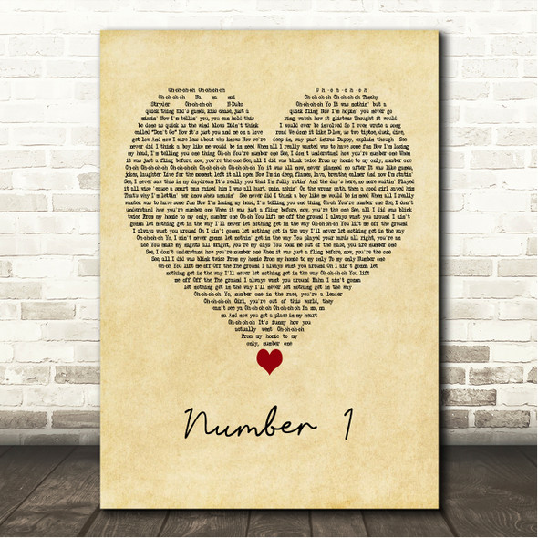 Tinchy Stryder Number 1 Vintage Heart Song Lyric Wall Art Canvas Framed Print