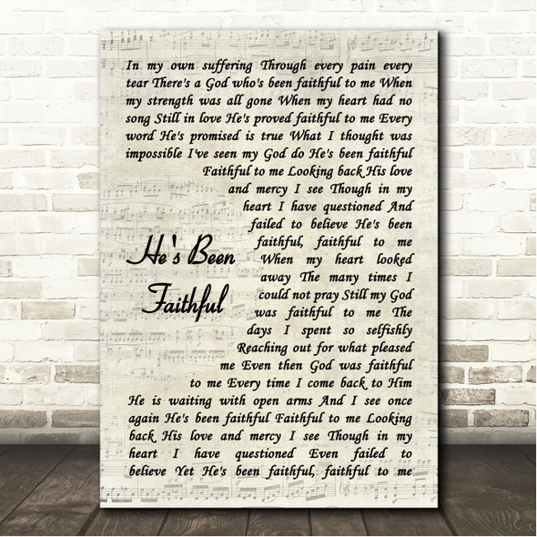 TaRanda Greene He's Been Faithful Vintage Script Song Lyric Wall Art Canvas Framed Print